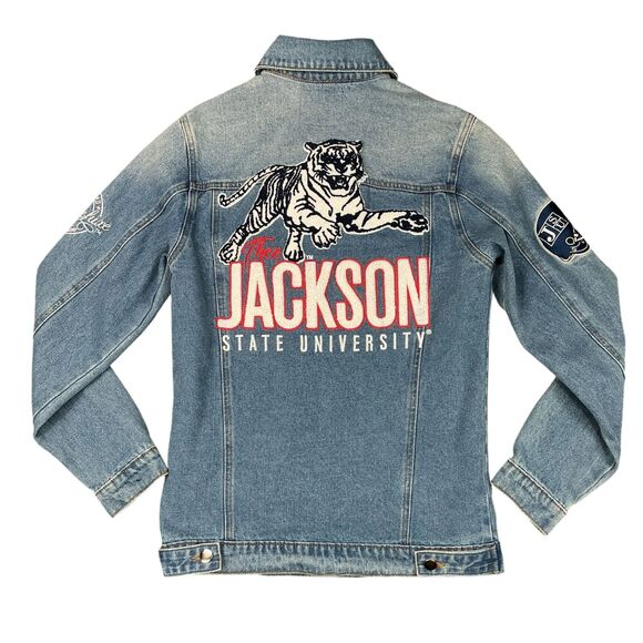 Jackson State University Denim Jacket Men XS Ande Amarley Tigers Embroidery RARE